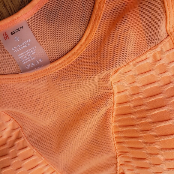 LA Society sweetheart mesh back textured sportsbra crop top bikini top hibiscus - Picture 3 of 11